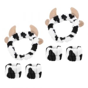 VALICLUD 2ensembles Bandeaux Spa Peluche à Imprimé Vache Ensemble De Accessoires De Soins Pour Cheveux Pour Maquillage Lavage Du Visage (SHUI LIAO, neuf)