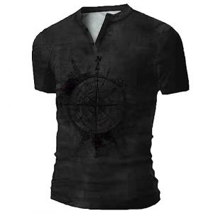 Homme Henley T-Shirts à Manches Courtes Col Tunisien Boutons Coton Décontractée Slim Fit Chemises en Coton T-Shirt Respirant Haut d'extérieur Fitness Tee Shirt Vetement Homme Solde (⭐⭐⭐⭐⭐AEGJEGVD(5-15 jours Arrivé), neuf)