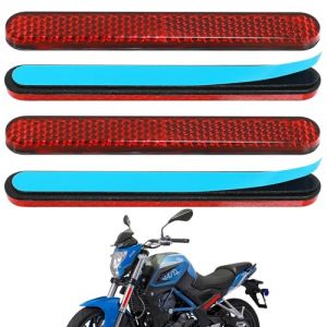 TAIHOBO Lot de 4 Catadioptre Moto Autocollante, 100&times;13&times;7mm R&eacute;flecteur Arri&egrave;re Moto Oeil de Chat Homologu&eacute; E4, Mini Reflecteur V&eacute;lo Universel, Catadioptre Rectangulaire Rouge pour Scooter V&eacute;lo Moto (TaiHongBo, neuf)