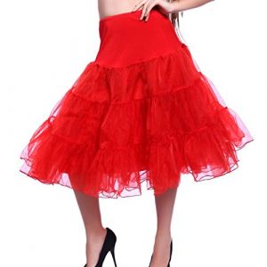 Boolavard Petticoat Underskirt Retro Vintage 50 Balan&ccedil;oire 1950 Rockabilly Blanc, Noir, Bleu, Rose, Rouge (S-M, Rouge) (Boolavard, neuf)