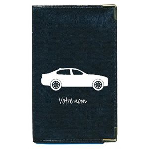 Syl'la Porte Carte Grise et Papier Voiture en Simili pour Femme ou Homme Noir (Voiture personnalisé avec prenom) (sylla city, neuf)