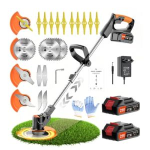 Wrneaoch 3 en 1 Coupe Bordure sans Fil avec Batterie, 21V Debroussailleuse Electrique sans Fil avec 2 pcs 2 mAh Lithium Batterie, Legere pour la Jardin Pelouses et Terres Agricoles (linxianmiaoyuchenriyongbaihuodian, neuf)
