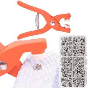 Boutons-pression avec Pinces,100 pcs Bouton Pression Metal,Attaches Pression à Œillets,Boutons Pression Sans Couture,Pince Bouton Pression,Kit Bouton Pression,avec Rangement de Boîte (HATASTORE, neuf)