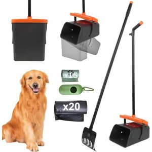 LPQKCcY Ramasse Crotte pour Chien, Long Manche Pince Ramasse Crotte Chien Set, Pelle Crotte Pivotante avec Sacs à DéChets Outile de Nettoyage pour la Cour, Promenades, l'herbe, Feuilles de Jardin (LIBI-STORE, neuf)