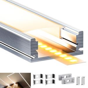 LASLUX Lot de 30 profils en aluminium de 2 mètres pour bandes LED (60 m), conduits avec couverture mate, max 12,1 mm, profil aluminium 17,4 x 7 mm (JIDIHUWAI, neuf)