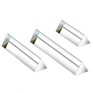 Lot de 3 prismes triangulaires en verre optique en cristal, 30 x 100/150/200 mm, prisme d'exp&eacute;riences de spectre arc-en-ciel, prisme triangulaire en cristal K9, lentille transparente pour la physique (Lead First, neuf)