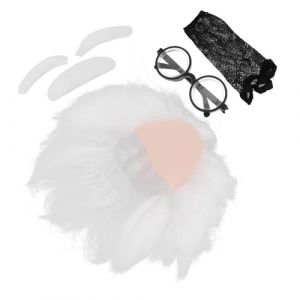 LIFKOME Costume Chercheur Perruque Blanche avec Moustache et Sourcils Accessoires Inventeur Fou pour Cosplay Halloween et F&ecirc;tes &agrave; Th&egrave;me (Yaeerang, neuf)