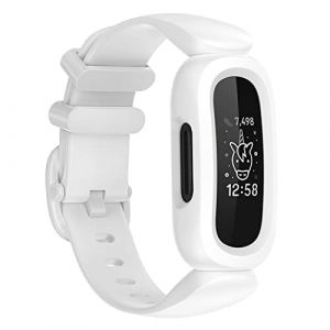 honecumi Bracelet Compatible avec Fitbit Ace 3 Bracelet enfant, Fitbit Ace 3 Souple Silicone Classiques Reglables Sport Bracelet Accessoires Élégant sangle- Blanc (honecumi-FR, neuf)
