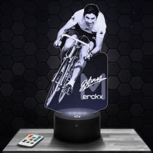 Lampe de chevet E. Merckx Cyclisme décoration Vélo Cycliste. Idée cadeau homme objet Eddy M Cyclisme veilleuse adulte déco chambre. Idee cadeau noel homme original (Lampephoto-fr, neuf)