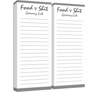 Hebayy 2 Paquets de Liste de Courses, Bloc-Notes Magn&eacute;tique de 200 Feuilles, Liste de Courses Amusante Food & Shit, Memo Note &agrave; D&eacute;chirer, Planificateur de T&acirc;ches pour R&eacute;frig&eacute;rateur (7,6 cm x 20 cm) (Hebayy, neuf)