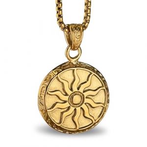 bahamut Collier grec avec pendentif soleil pour homme et femme en acier inoxydable vintage amulettes de protection cadeaux, Acier inoxydable, Pas de gemme (BahamutFashion, neuf)