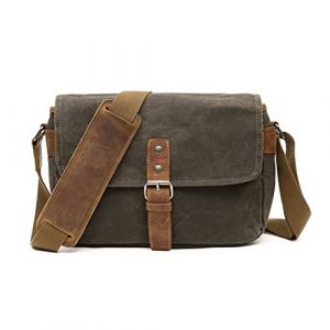 FANDARE R&eacute;tro DSLR-Sac Photo Sacs bandouli&egrave;re Toile Sacoche Sacs &agrave; Main Homme Femme Sac Besace Sac d'&eacute;paule pour Travail Voyag Ecole Multifonctionnel Sac d'&eacute;paule Messager Bag Arm&eacute;e Verte (BEWMER S.R.L., neuf)
