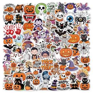 100 Pi&egrave;ces Stickers Halloween, Motif Citrouille Kit,Autocollants Mignons d'Halloween Imperm&eacute;ables Autocollants, pour Ordinateur Portable Scrapbook D&eacute;corations De F&ecirc;te D'halloween, Cadeau Amusant (ROBFLOR MARKET CARS, neuf)