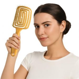 Brosse démêlante rectangulaire sans tirer - Brosse à cheveux avec poils de sanglier et nylon - Zone de brosse ventilée et poignée de massage - Brosse coiffante pour boucles, cheveux lisses et longs (GUOSHICHEN-UK, neuf)