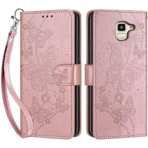 Coque pour Samsung Galaxy J6 2018, Coque Samsung Galaxy On6, Etui Protection Housse Premium Cuir de Portefeuille en Fermeture Magn&eacute;tique Flip Case pour Samsung Galaxy J6 2018 / On6 Coque (Or Rose) (DIKAS, neuf)