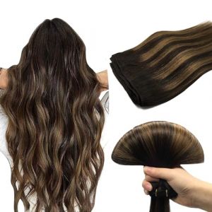 DOORES Extension Cheveux Naturel Tissage, 40cm 16pouce 80g Marron Foncé Mixte Marron Châtaigne, Sew in Hair Extensions Real Human Naturel Remy Hair Hair Tissage (DOORES HAIR-EU, neuf)