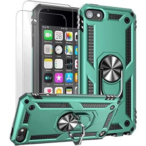 ULAK Coque iPod Touch 7, Étui 2 en 1 iPod Touch 6/5 TPU Souple + Rigide PC Housse avec Support et 2 Protection d'écran Antichocs Protection Coque pour Apple iPod Touch 5/6 / 7ème génération- Vert (easyarise, neuf)