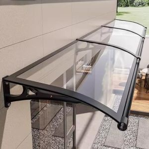 auvent de terrasse，Auvent de Porte et fen&ecirc;tres,auvent Porte d'entree，Marquise en Polycarbonate R&eacute;sistante, Contre La Pluie et UV,Porte Toit Marquise Abri Protection - Transparent - 100x250cm/39 x98 (jvxinlou, neuf)