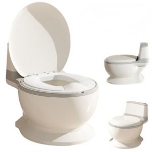 OHMG 3-en-1 Potty Training Toilette,Pot b&eacute;b&eacute; toilette,Vrai bruit de chasse d'eau,Apprentissage propr&eacute;t&eacute;,Toilette enfant 18+ mois,pour un apprentissage de la propret&eacute; (Gris) (jusiZL, neuf)
