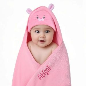 Gaosh Cape de Bain Bebe Personnalis&eacute; avec Pr&eacute;nom Sortie de Bain Bebe Douce et Confortable Sortie de Bain Bebe pour Bebe Naissance Cadeau Baby Shower, Bebe Fille, Bebe Naissance (Rose) (GaoSh, neuf)