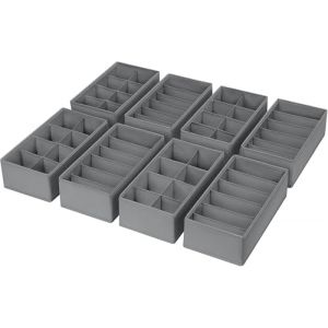 DIMJ Lot de 8 Boite Rangement Vetement - Rangement Tiroir Organisateur de Tiroir, Organisateur Dressing Organiseur Tiroir en Tissu, pour Chaussettes, Soutiens-Gorge, Culottes, Gris Fonc&eacute; Classique (lv zhu EU, neuf)