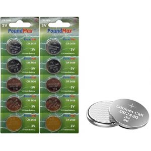 PoundMax 2430 CR2430 DL2430 Lot de 10 Piles Bouton au Lithium 3 V (TechWorldHaven, neuf)