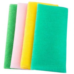 IWOWHERO Lot de 4 Moufles de Toilette Exfoliants en Nylon Doux Serviettes de Bain Corps Couleurs Mixtes Taille Allong&eacute;e Exfoliation pour Peau Lisse et Nettoyage (Ssaaya, neuf)
