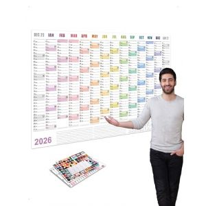 SanKristo 2026-2027 Calendrier Grand Format Adhesif, D&eacute;cembre 2025 - Janvier 2027 (14 Mois) Calendrier Mensuel avec Espace pour Notes et Autocollants, Id&eacute;al pour La Maison, Le Bureau, 74,2 x 52,5 cm (O&Uuml; ESTFOXGG, neuf)