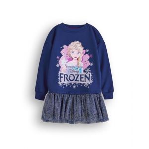 Disney Frozen Filles Pull Robe | Sweat-Shirt Princesse Elsa pour Enfants avec Jupe en Tulle Scintillant en Bleu Marine | Pull Graphique paillet&eacute; Tout Une Tenue compl&egrave;te | Film Marchandise V&ecirc;tements (Vanilla Underground, neuf)