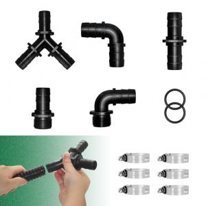 LONGRUNNEW Raccords De Tuyau D'&eacute;tang Adaptateur, Tuyau D'arrosage &agrave; Connexion Rapide M&acirc;le 1,2" Npt X 1" Raccord Cannel&eacute; avec 6 Pinces - Ensemble De 11 Pi&egrave;ces pour D&eacute;versoir De Piscine, Cascade (KAVSI Green, neuf)