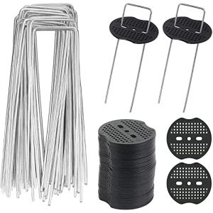 DKINY 40pcs Piquets de Jardin en U avec 40 Rondelles Sardine Fixation Toile Paillage Piquets en Métal pour Jardinage Fixer Bâche Anti-Mauvaises Herbes (15x4cm / φ2.1mm) (PIRES COMPRA S.L, neuf)