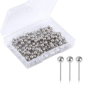 200pcs Punaises Carte, Punaises &agrave; T&ecirc;te Ronde pour Carte de Voyage Petites Push Pins pour Tableau en Li&egrave;ge Tableau d'Affichage Photo Maison Bureau &Eacute;cole Bricolage (Blanc Argent&eacute;) (funysion, neuf)