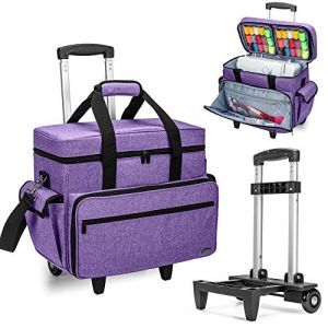 Teamoy Sac à Roulettes pour Machine à Coudre, Mallettes à Roulettes Amovible pour Machine à Coudre avec Coussin de Soutien Inférieur, Pourpre (DR-EU, neuf)