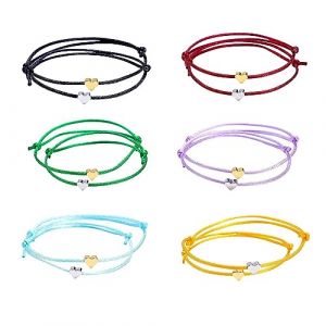 12 Pcs Bracelets d&rsquo;Amiti&eacute; pour Fille Gar&ccedil;on Bracelet Couple R&eacute;glable avec les Motifs Coeur Bracelet Tress&eacute; &agrave; la Main Cadeau pour Couple Famille Meilleurs Amis bracelets d'amiti&eacute; en forme de c&oelig;ur (zhenliguanglu60hao, neuf)