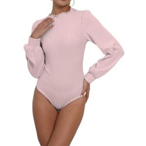 tinetill Femme Body en Tricot Chic Élégant Bodys à Manches Longues Bodysuit Côtes Haut Top Jumpsuit Combishort Combinaison Collant Chemisier Chemise Automne Hiver (Yiishang, neuf)