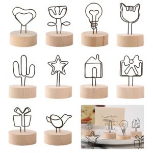 KASESSS 10 Pi&egrave;ces Porte Photo, Porte Menu en M&eacute;tal, Porte Nom Table en Bois, Porte Photo Pince, Porte Menu Mariage Mini, Porte Photo Sur Pied Porte Cartes de Table pour Mariages pour Mariages et F&ecirc;tes (KASESSS, neuf)