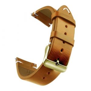 Bracelet de montre en cuir v&eacute;ritable cir&eacute; &agrave; l'huile, 18-24 mm, &agrave; d&eacute;gagement rapide, compatible avec Samsung/Seiko/Oris/Citizen(Brown Gold,21mm) (DIEGEROUJIAMO-EU, neuf)