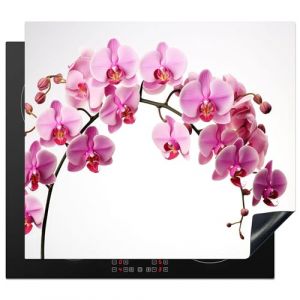 KitchenYeah&copy; Protection Plaque Cuisson Deco Cuisine Cache Induction 59x52 cm Prot&egrave;ge Pour Cuisiniere Protection Fleurs - Rose - Branche - Blanc (KitchenYeah, neuf)