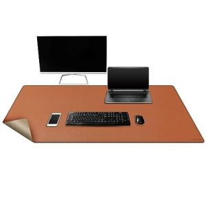 Mydours Tapis de Bureau en liège et Cuir PU, 120x50cm Sous-Main Bureau Multifonction, Tapis de Portable en Cuir PU Double Face, Tapis de Souris pour Bureau ou Maison (Marron) (Mydours Office-supplies Direct, neuf)
