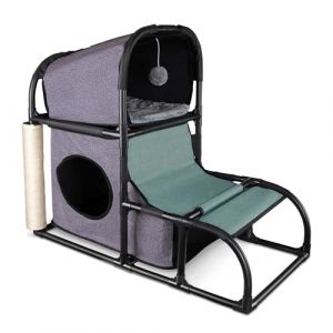 Goetland 2 Couches Arbre &agrave; Chat Mobilier Maison de Jeu Pour Animaux Chatons Griffoir Tour De Lit Suspendu Jouet (Goetland-EU, neuf)