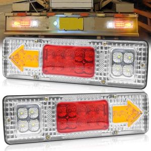 Ygmylandbb feux de remorque led, feu arri&egrave;re de remorque de Camion 19 LED feu Stop &eacute;tanche Clignotants invers&eacute;s Feux arri&egrave;re pour camion, benne basculante, tracteur, remorque, 24V 2Pcs (Blanc) (Rgu123, neuf)