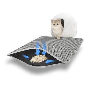 Tapis Litiere Chat, 60x45CM Double Couche Non-Slip Tapis de Litière pour Chat Conception à Grands Trous, Urin- et Imperméable Tapis Chat Litiere, Facile à Nettoyer, Gris (TOROS SIA, neuf)