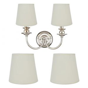 Abat-Jour en Tissu 2 Pièces, Clip E14 sur Abat-Jours à Barillet Plissé, Abat-Jour de Lustre Vintage pour le Remplacement d'Abat-Jours de Salon Ou de Chambre à Coucher (Beige) (Takcoff, neuf)