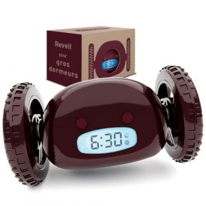 CLOCKY R&eacute;veil Matin Roulant Forte Sonnerie Puissant Gros Dormeurs pour Sourd Reveil Tres Bruyant Reveil Chambre Adulte Enfant Adolescent LED Roule Saute Cadeau Amusant (Bordeaux) (CLOCKY LLC, neuf)