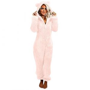 Combinaison Pyjama Femme Grenouillere Femme Combi Pyjama Tout En Un Chaud En Polaire,Combinaison Pyjama Barboteuse Polaire Capuche V&ecirc;Tement En Peluche Nuit Adulte Costume Loungewear Grenouill&egrave;Re, (LiCaiYinShua, neuf)