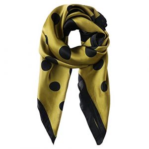 Femme Fille Foulard Carrée en Soie Synthétique Foulard en Soie Douce Foulard à Cheveux Ceinture Foulards Élégants pour Femmes Simple Classique 90×90cm - Vert à Pois (Camilife, neuf)