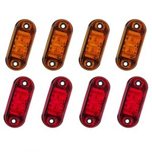 Biqing 8PCS Feux de Gabarit LED latéral Eclairage,Feux De Côté Led, Feux De Dégagement,Orange Rouge Universel 12V / 24V pour voiture camion van remorques camion bus de voiture (YuanGu, neuf)