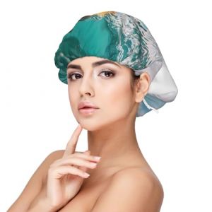 Bonnet de natation sous-marin en satin de soie pour dormir, double couche r&eacute;glable, &eacute;lastique, bonnet de nuit pour femme, cheveux boucl&eacute;s, noir (JQMY-EU, neuf)