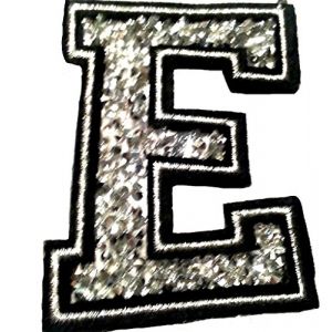 Écusson Patch Badge strass Brodé ecusson lettre alphabet thermocollant " E 8-10 cm " (B2SEE LTD avec TVA francaise et livraison LaPoste, neuf)