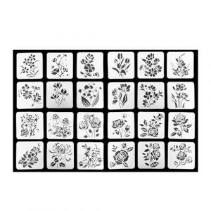 CZAKOMIX Pochoirs Pour Peinture,24 Pochoir Peinture Fleur Réutilisable,4 Styles,13x13cm Peinture Pochoir En Plastique,Pour Peinture,Diy, Scrapbooking,Décoration D'intérieur (Rose,Tulipe,Muguet,Lotus) (CZAKOMIXSHOPOL Kft, neuf)